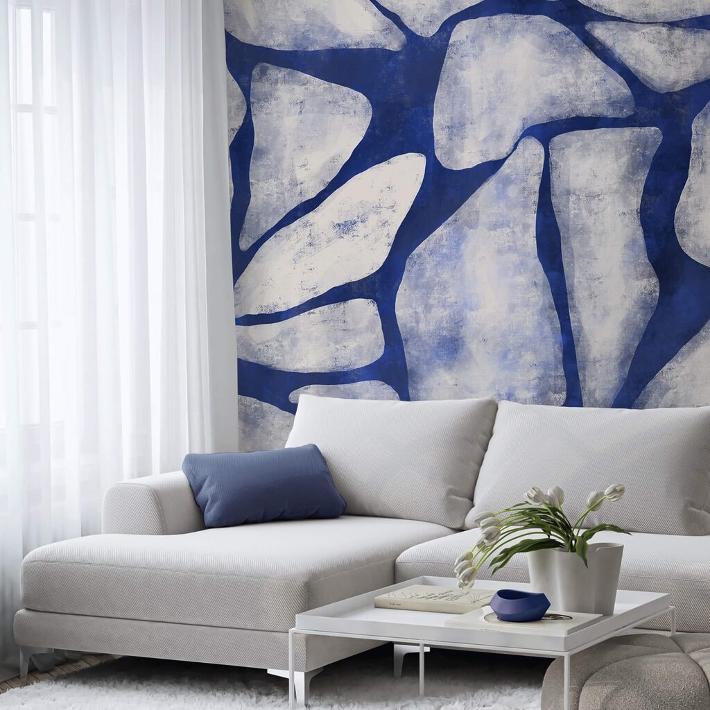 Model albastru și alb