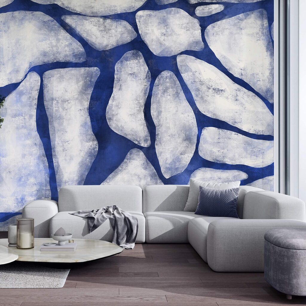 Model albastru și alb