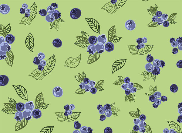 Pattern of blueberries and leaves