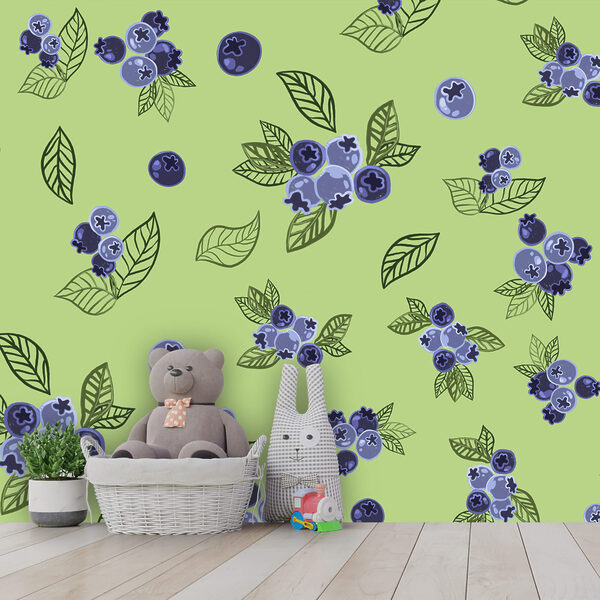 Motiv cu afine și frunze