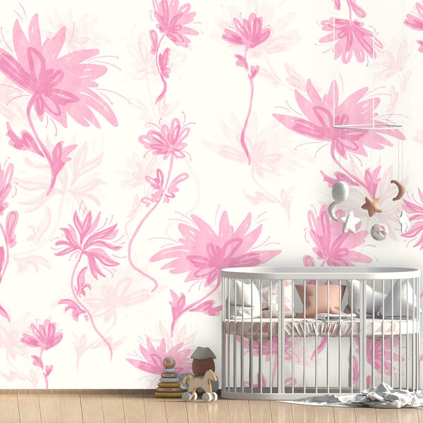 Flori roz pe fond alb