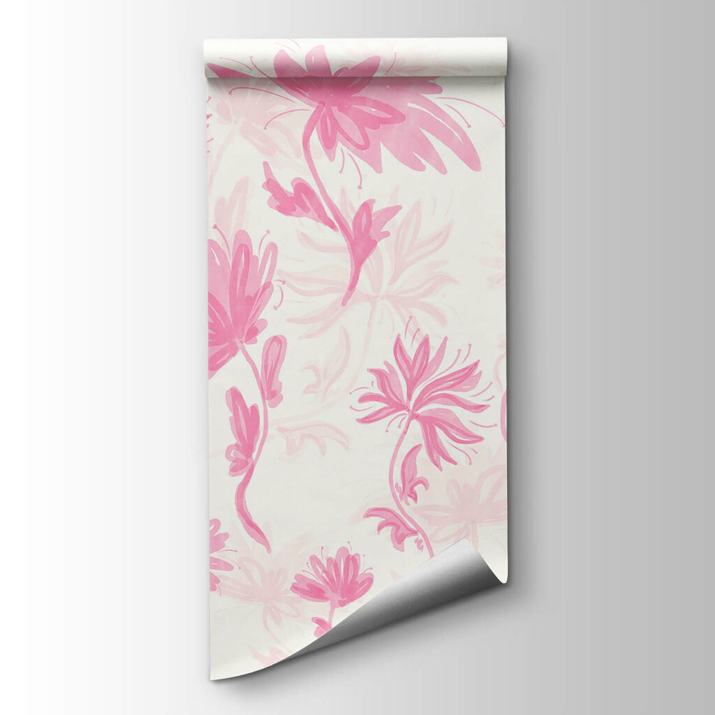 Pink flowers on a white background