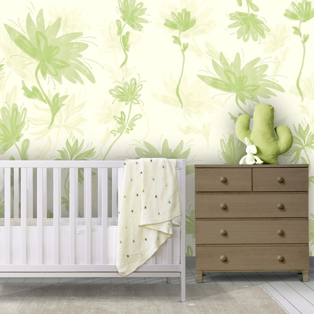 Model floral verde și alb