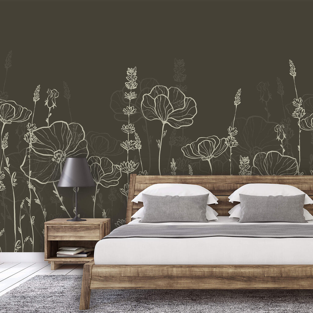 Un șir de flori pe un fundal întunecat