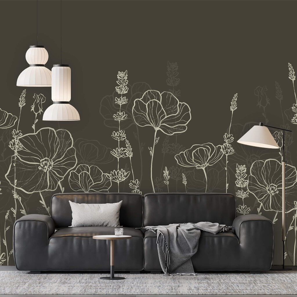 Un șir de flori pe un fundal întunecat