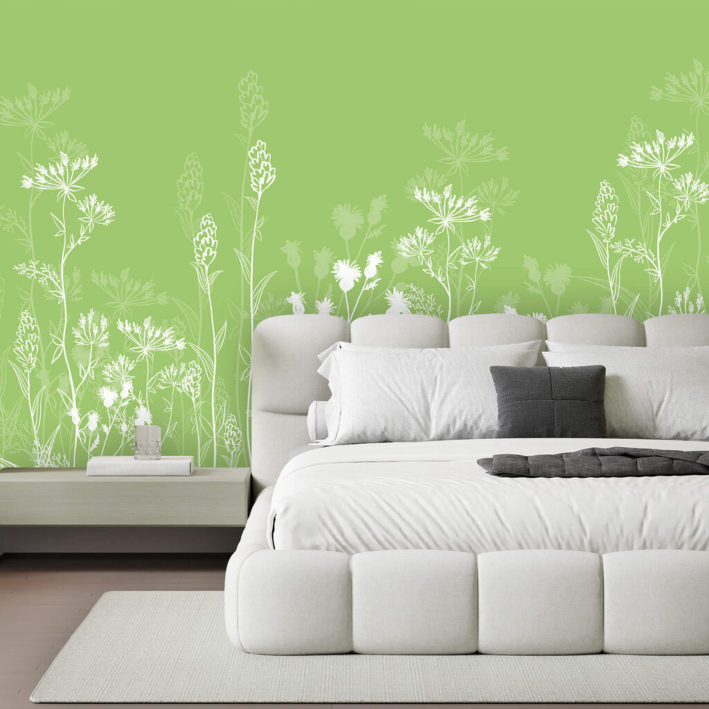 Flori albe pe un fundal verde