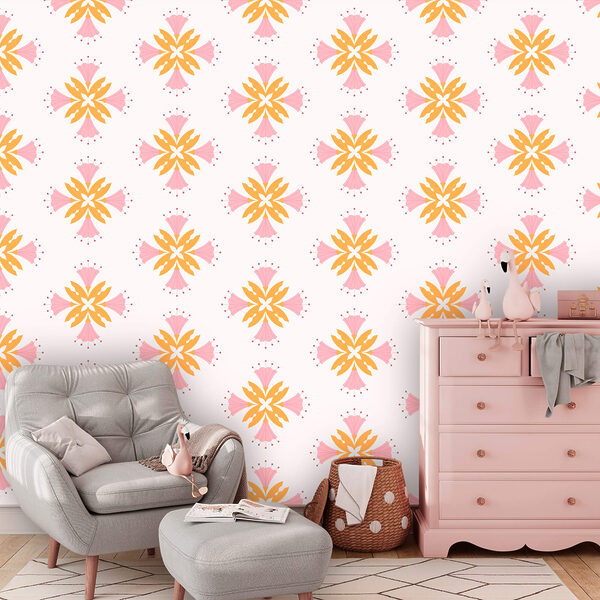 Model cu flori roz și portocalii