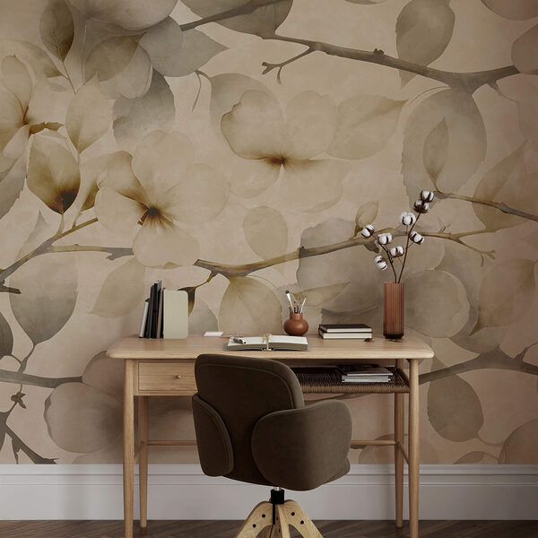 Motive florale delicate pe un fundal în nuanțe discrete