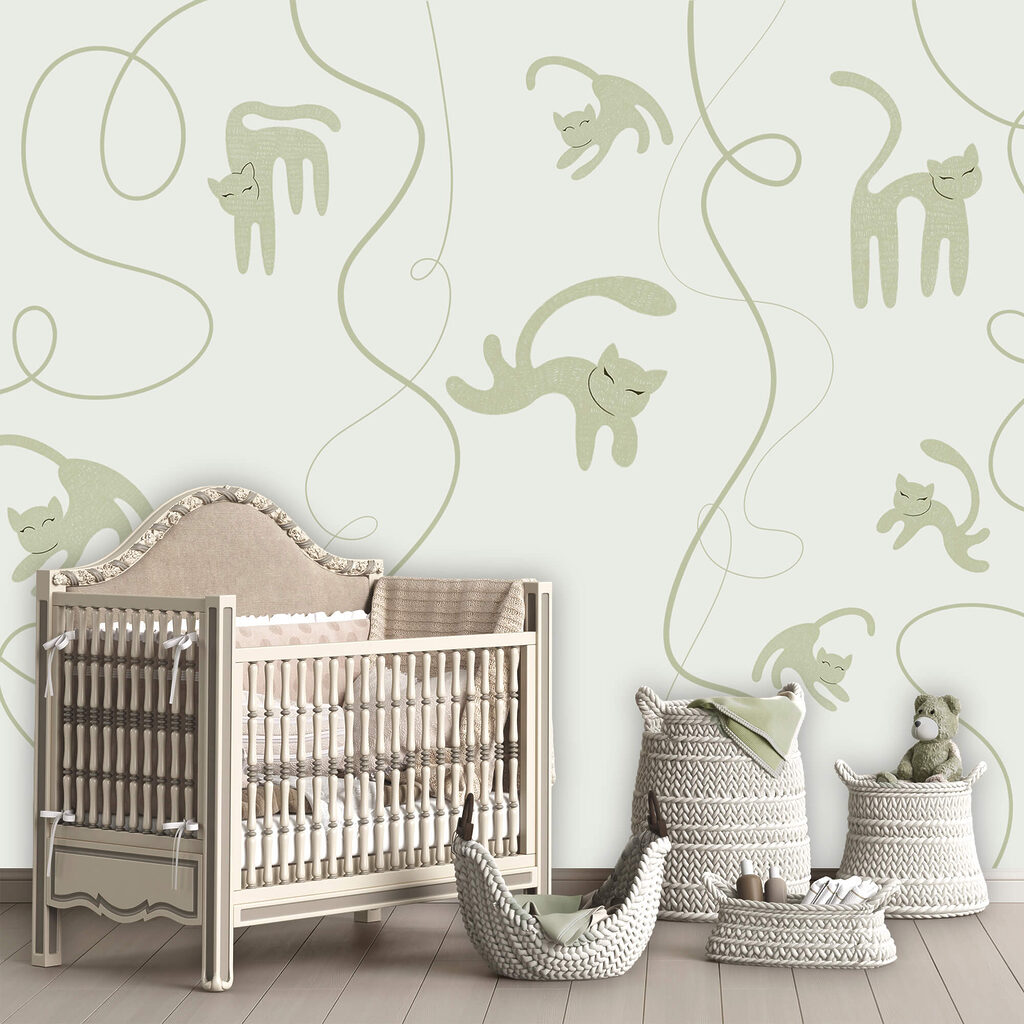 Motiv cu pisici și viță de vie