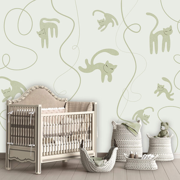 Motiv cu pisici și viță de vie