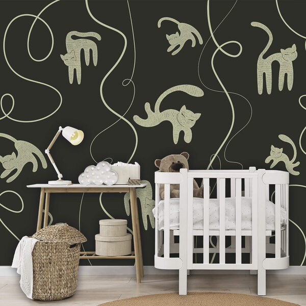 Motiv cu pisici și viță de vie