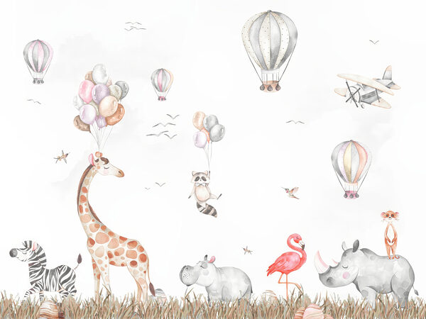 Wall mural of animals and hot air balloons Wall mural of animals and hot air balloons