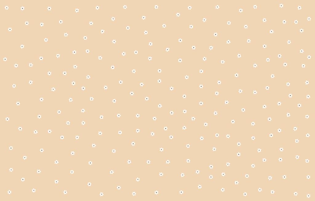 Pattern of small white flowers on a tan background