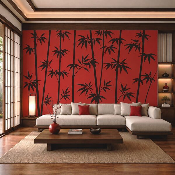 Siluete negre de bambus