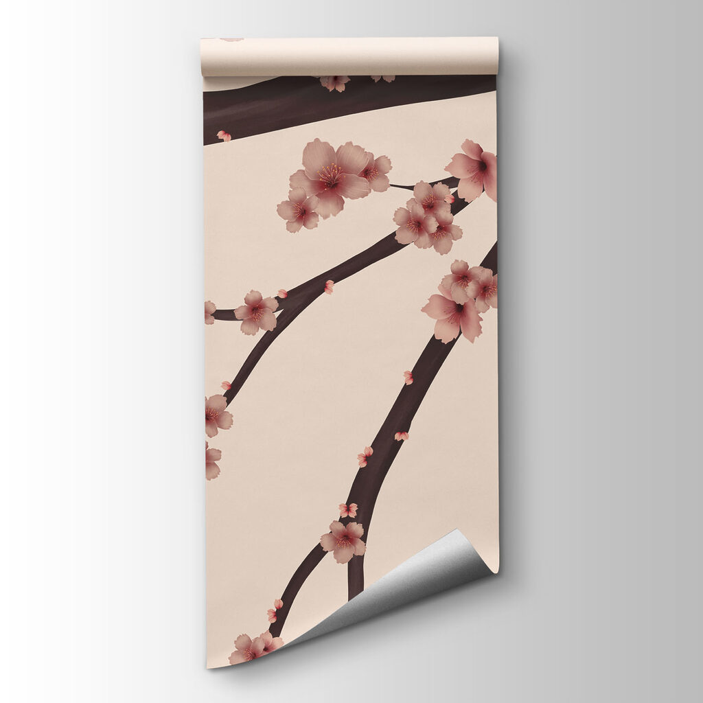 Tree branch with pink flowers