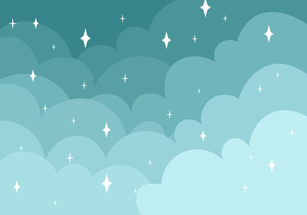 Blue sky with clouds and stars