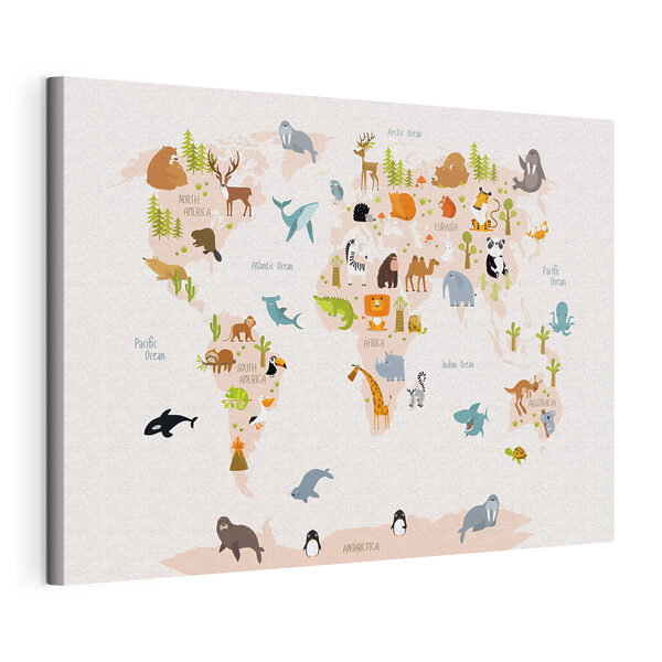 Tablouri Tablouri O hartă a lumii cu animale (SKU: s31807)
