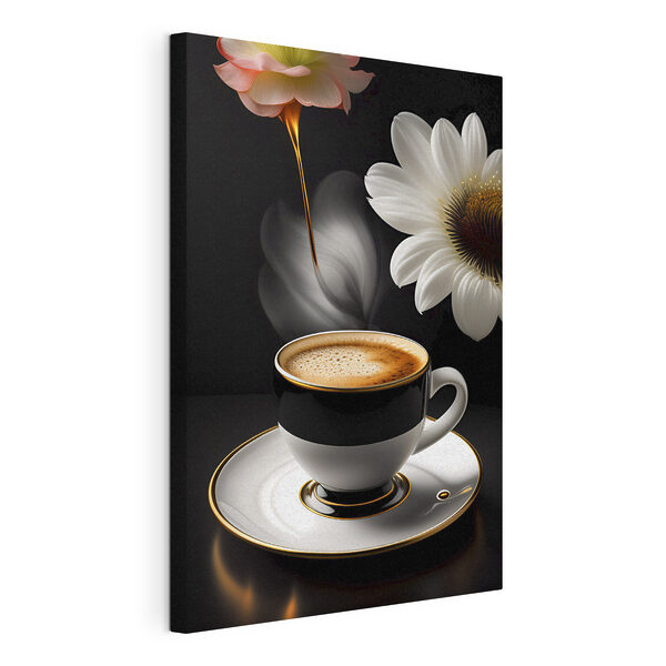 O ceașcă de cafea și o floare Tablouri O ceașcă de cafea și o floare