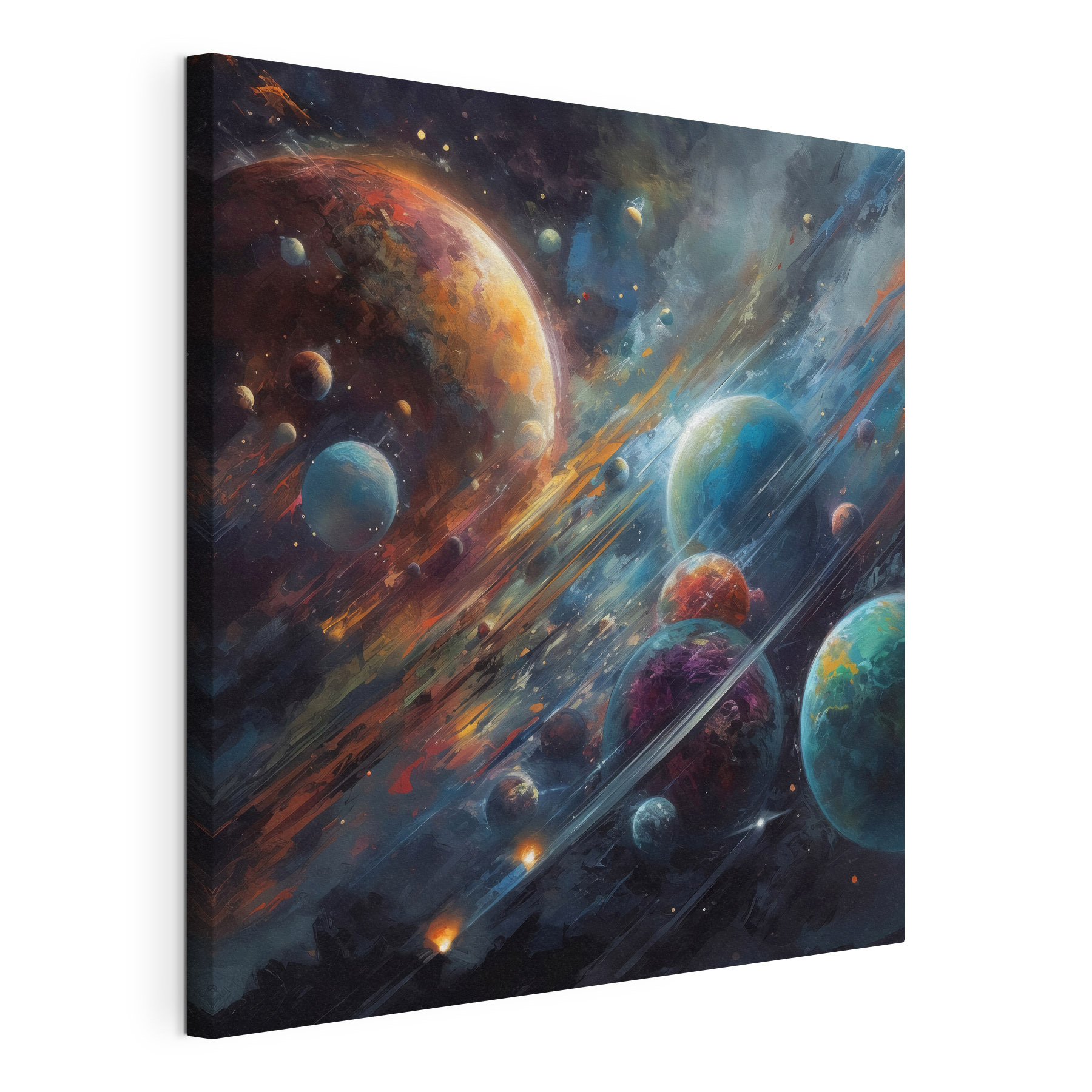 Planets in space with planets and stars