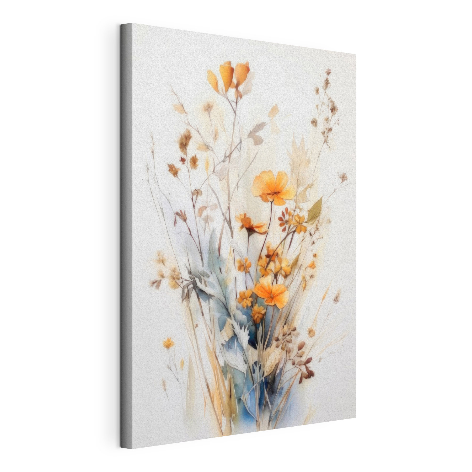 A painting of flowers and leaves