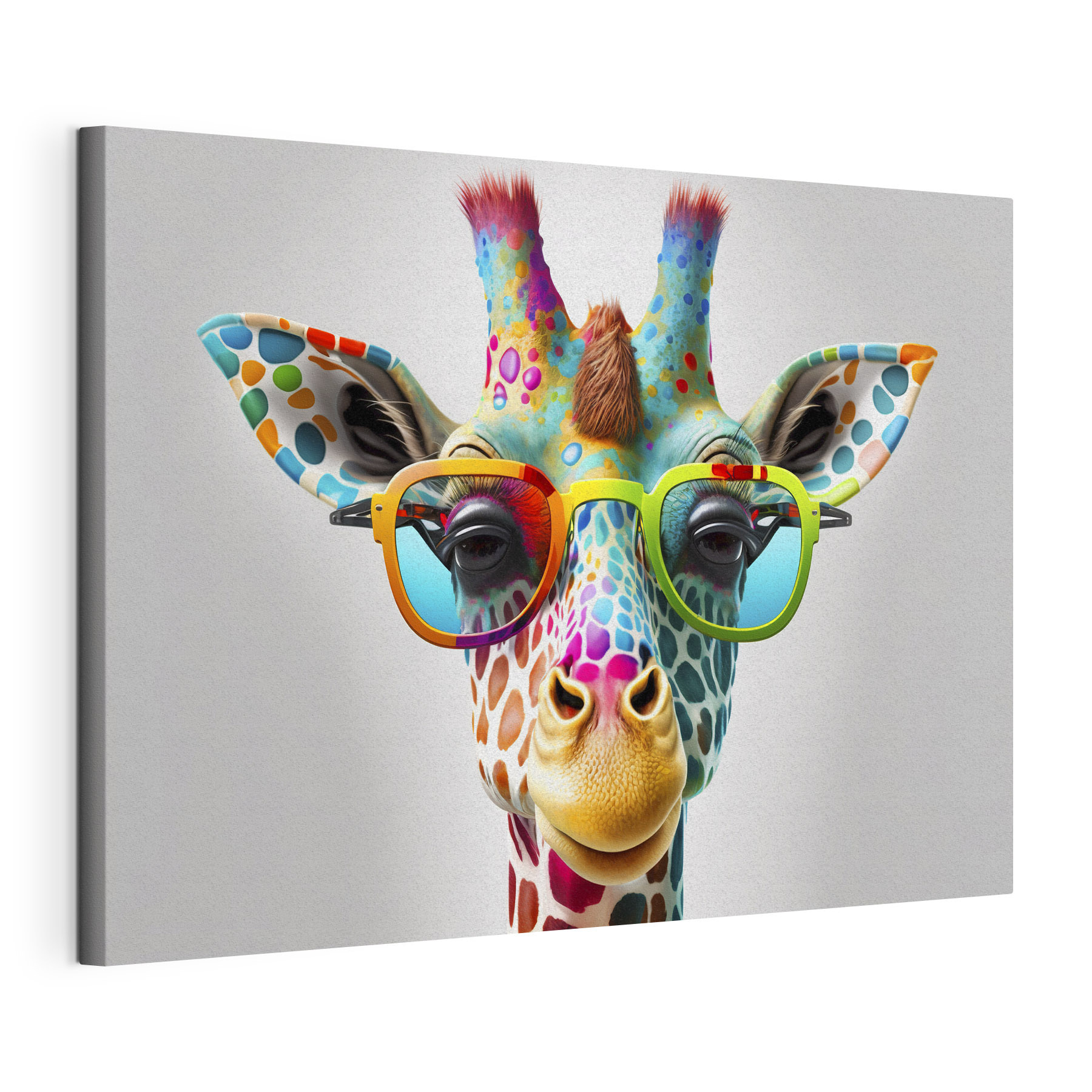 A giraffe wearing glasses A giraffe wearing glasses