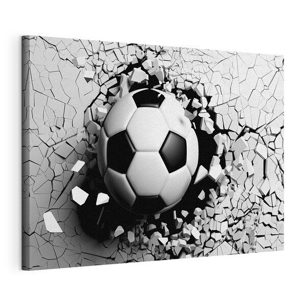 Tablouri O minge de fotbal care trece printr-un zid