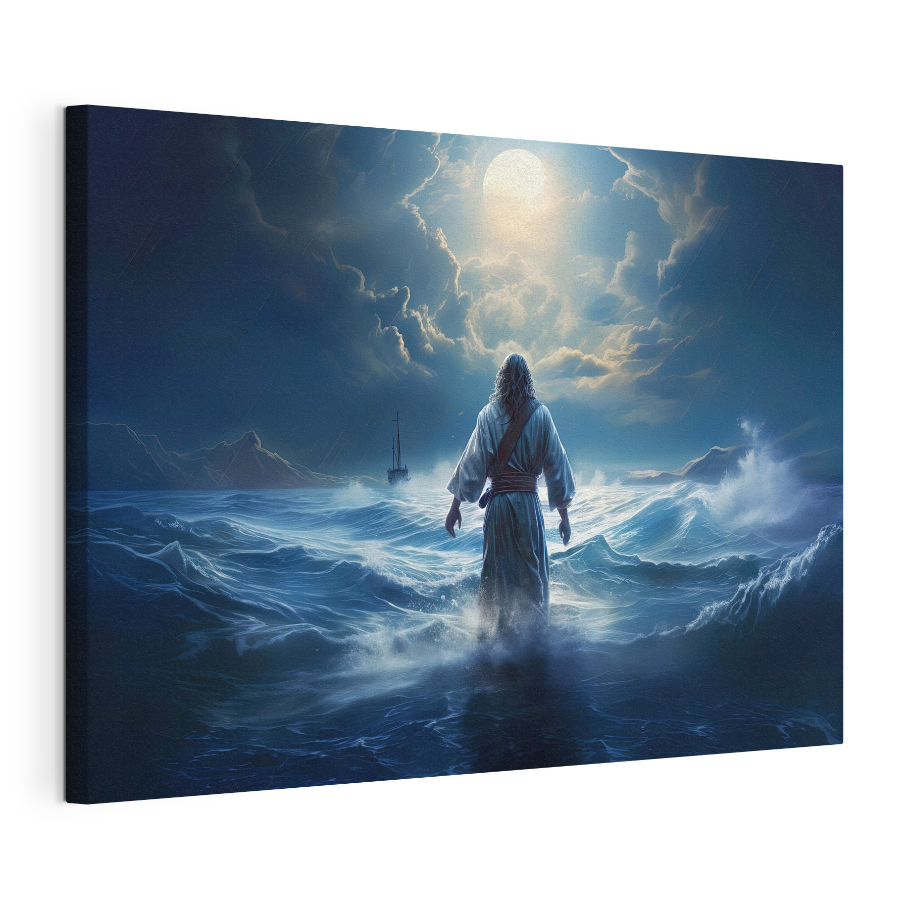 A man in a robe standing in the water