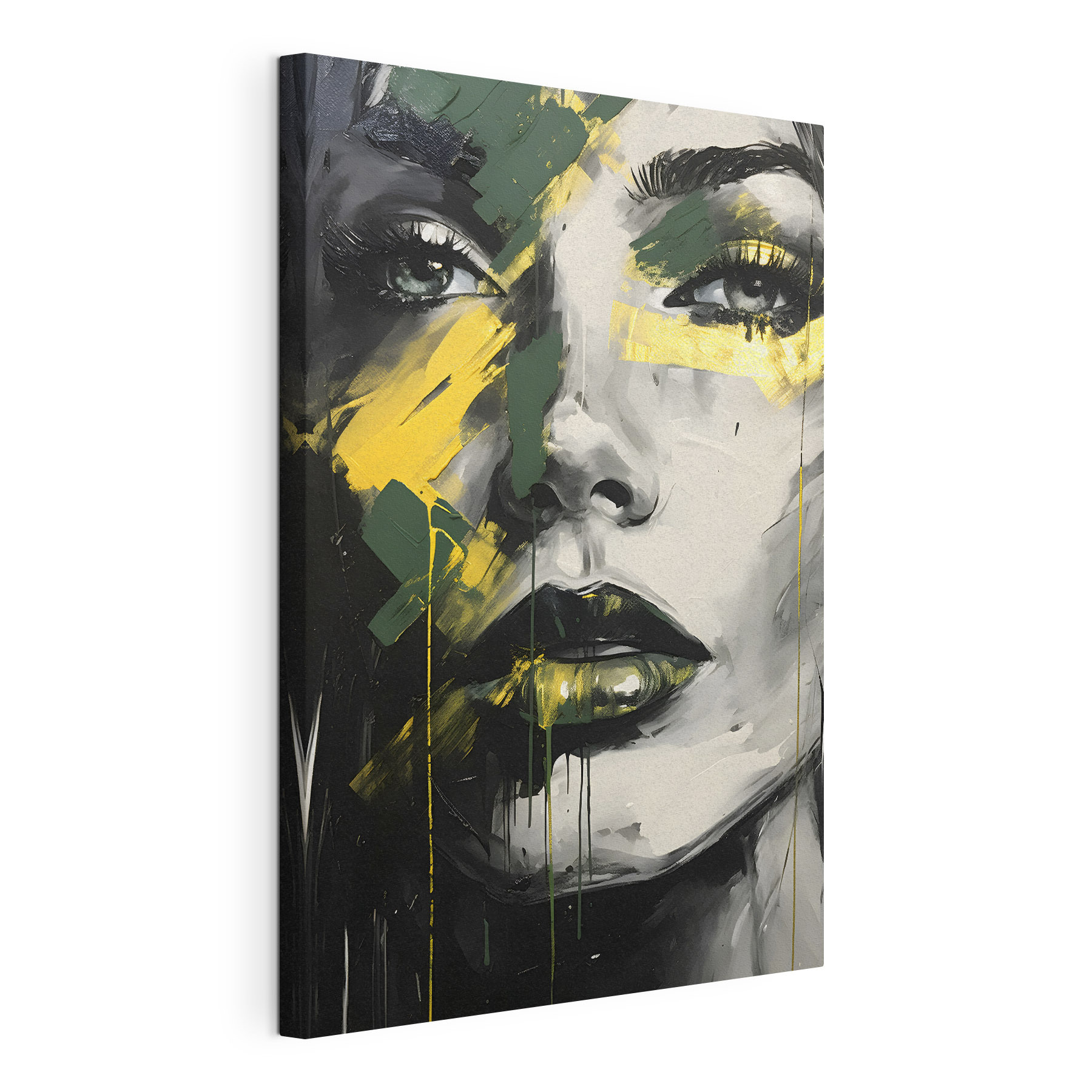 A painting of a woman's face A painting of a woman's face
