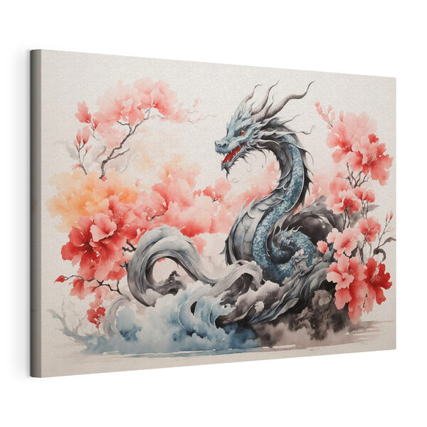 Un dragon cu flori roz Tablouri Un dragon cu flori roz