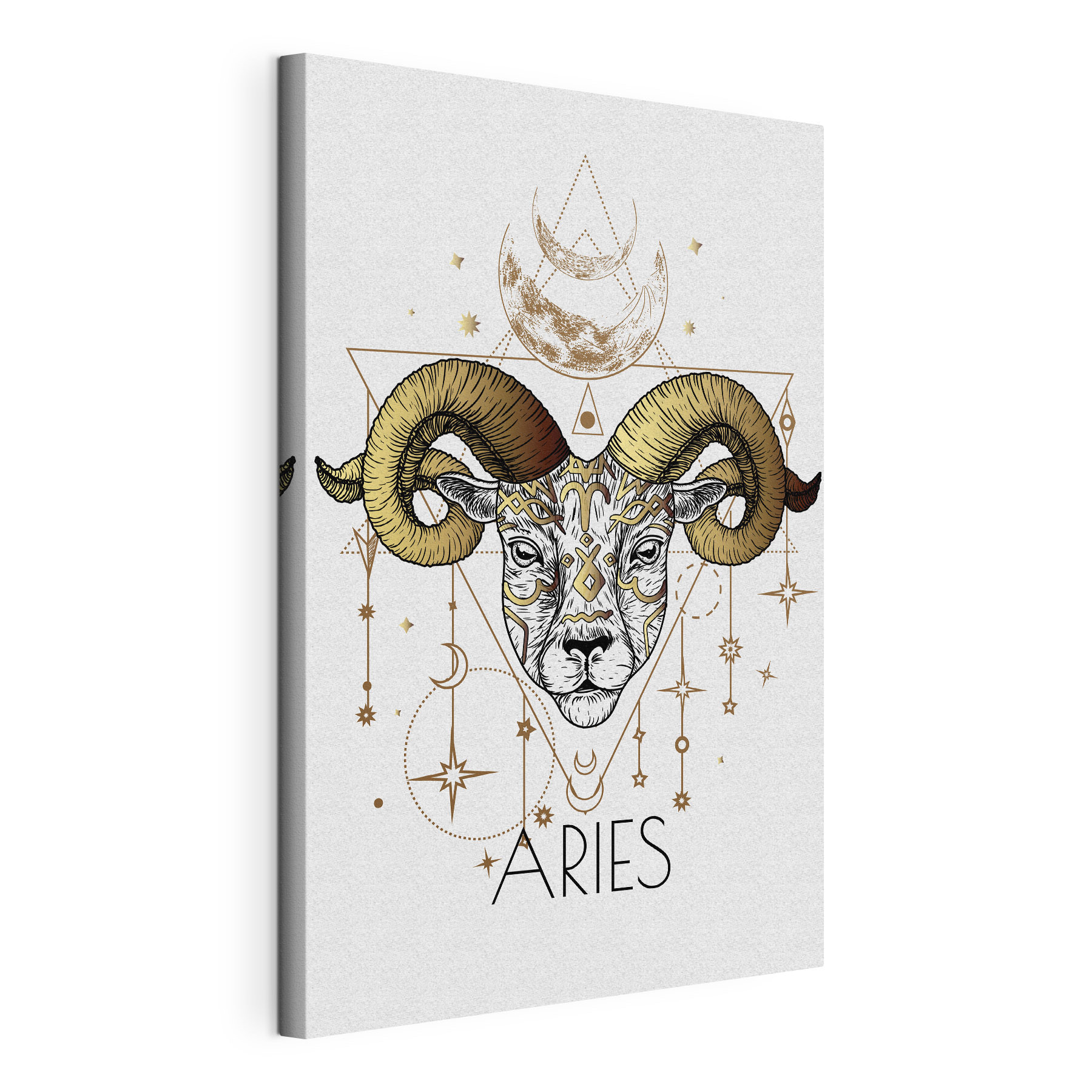 A drawing of a ram with a moon and stars A drawing of a ram with a moon and stars