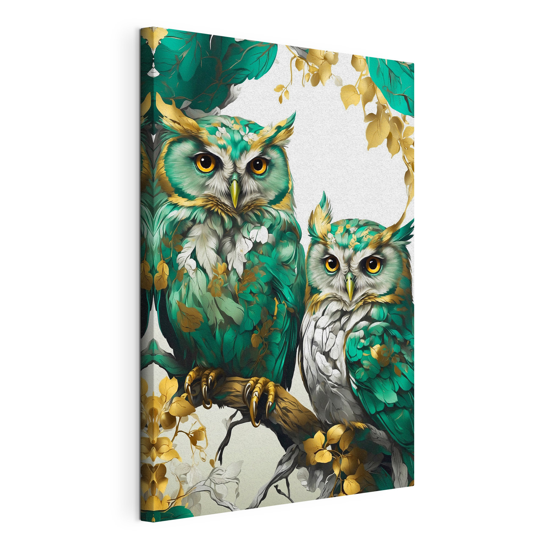 A couple of owls on a branch A couple of owls on a branch