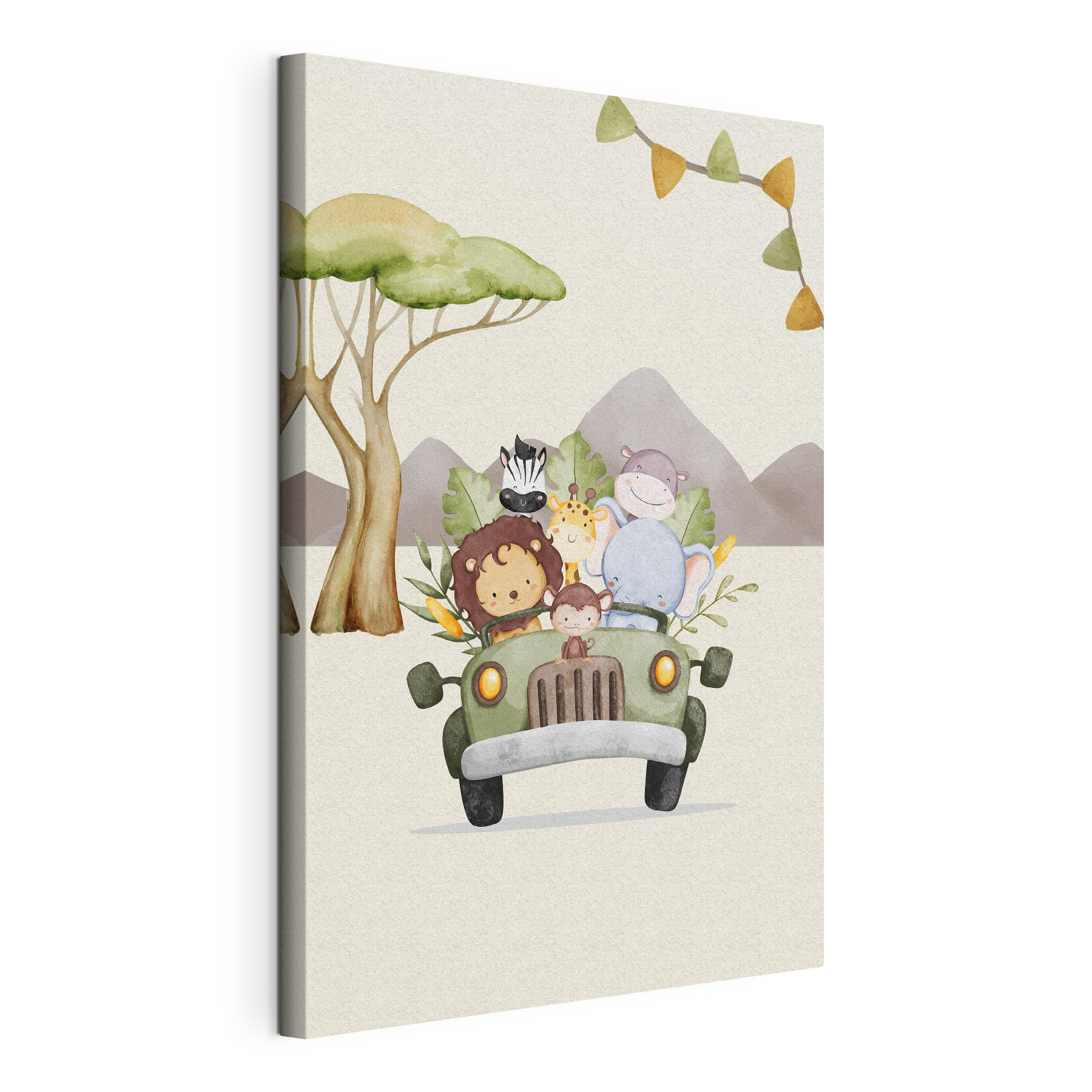 A cartoon of animals in a car A cartoon of animals in a car