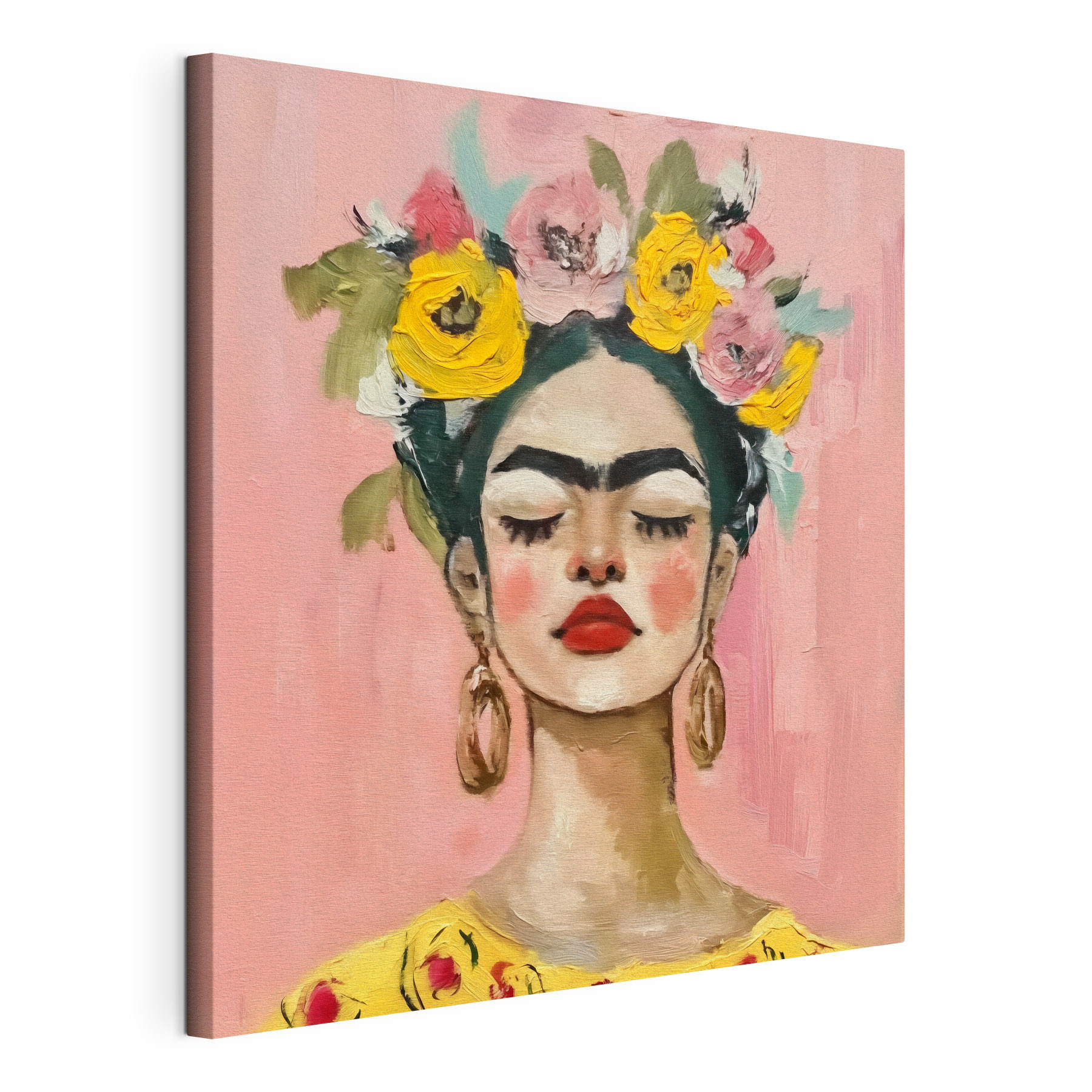 A painting of a woman with flowers in her hair