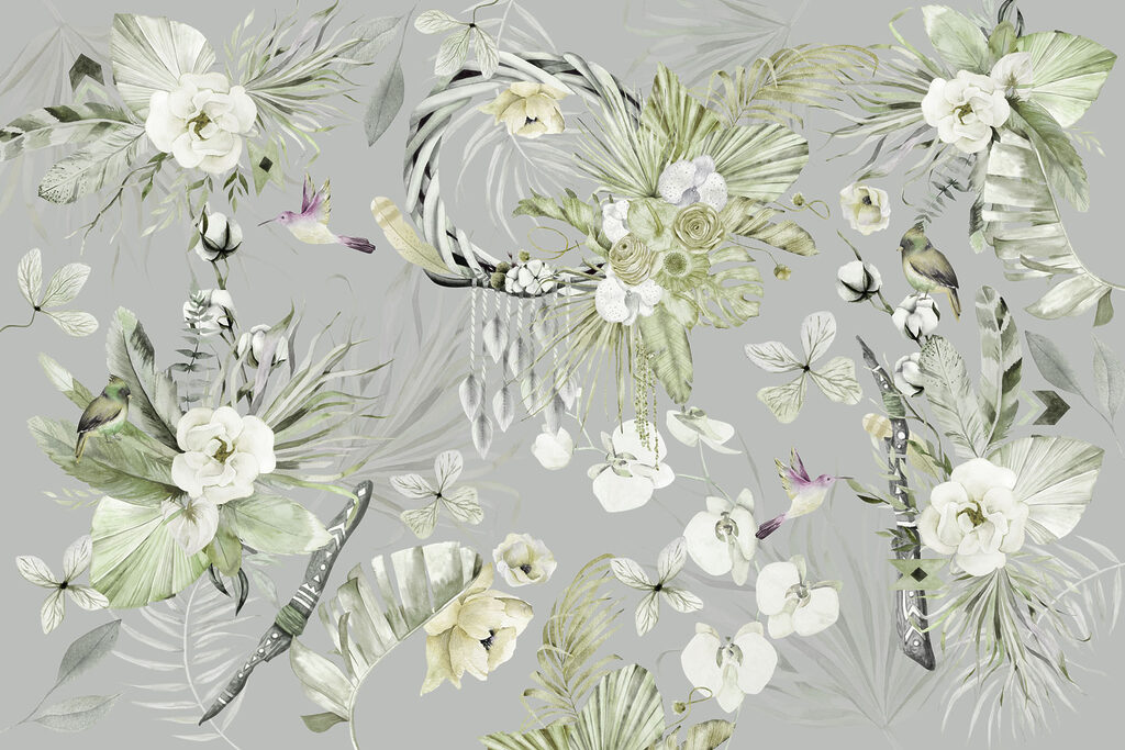 Floral pattern with birds and flowers Floral pattern with birds and flowers