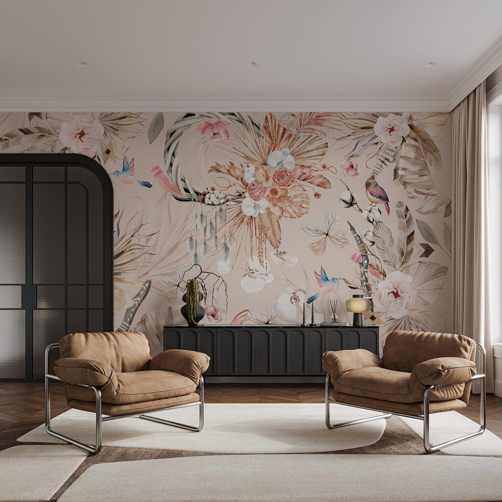 Motiv floral cu păsări și flori Motiv floral cu păsări și flori