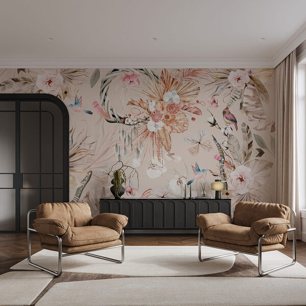 Motiv floral cu păsări și flori Motiv floral cu păsări și flori