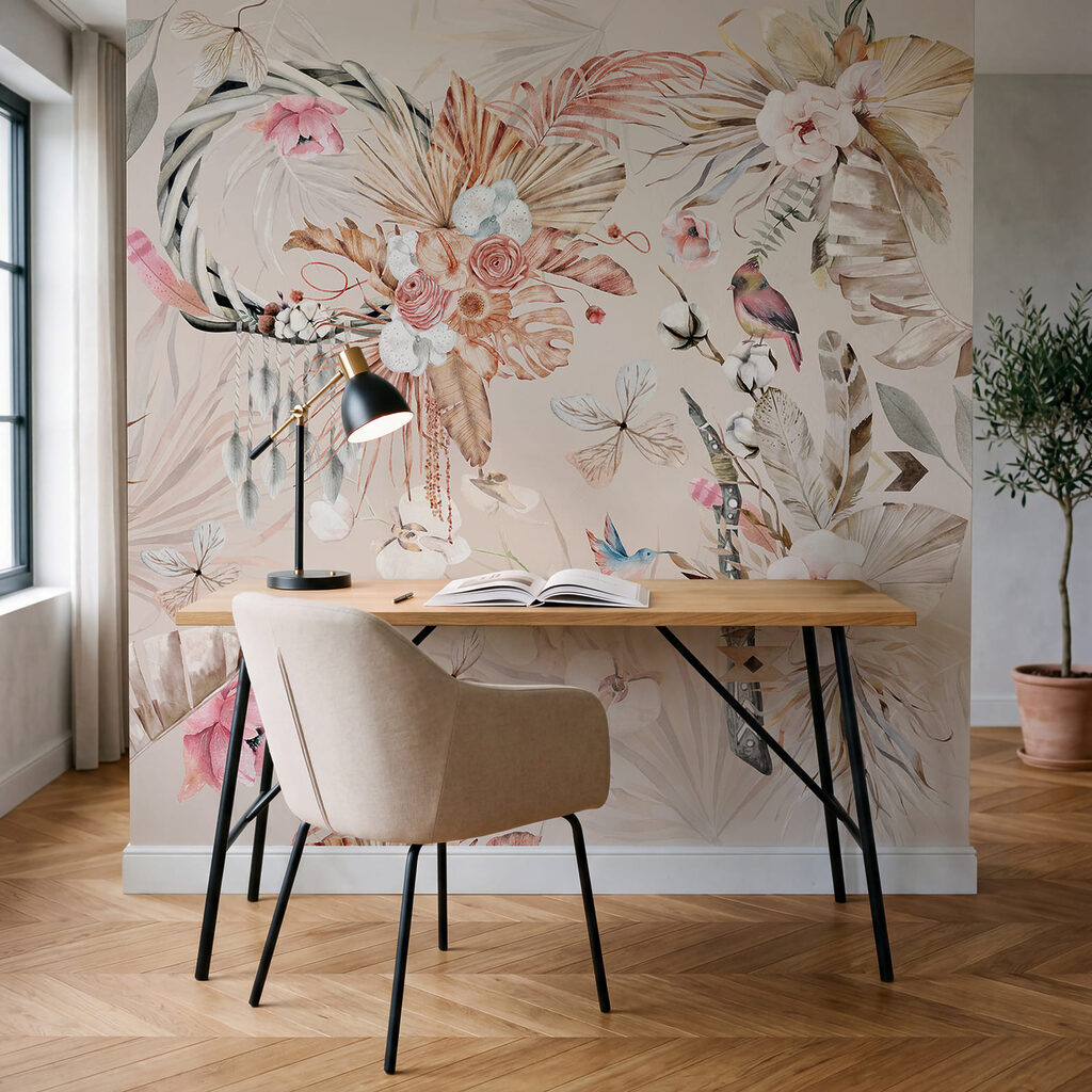 Motiv floral cu păsări și flori Motiv floral cu păsări și flori