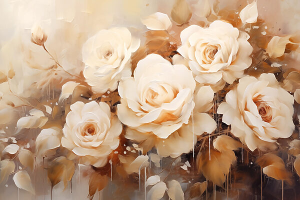 Painting of white roses Painting of white roses