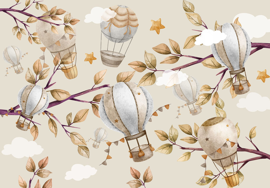 Pattern of hot air balloons and trees Pattern of hot air balloons and trees