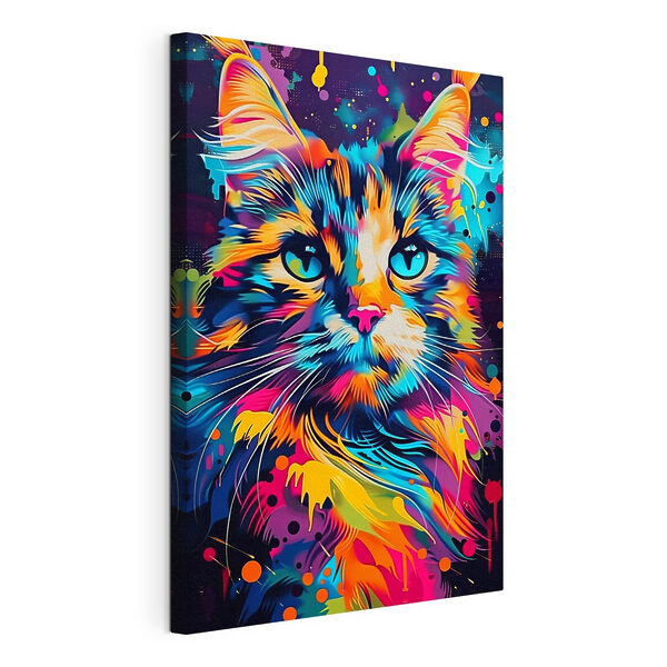 O pisică colorată cu ochi albaștri Tablouri O pisică colorată cu ochi albaștri