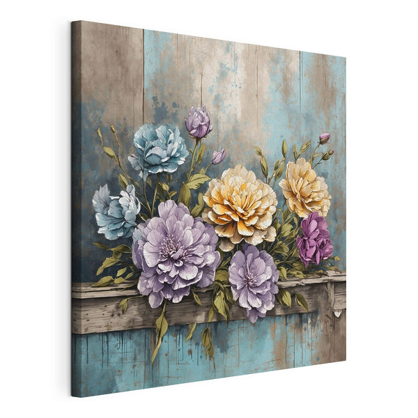 Tablouri Tablouri O pictură de flori pe o pervaz de lemn (SKU: s39169)