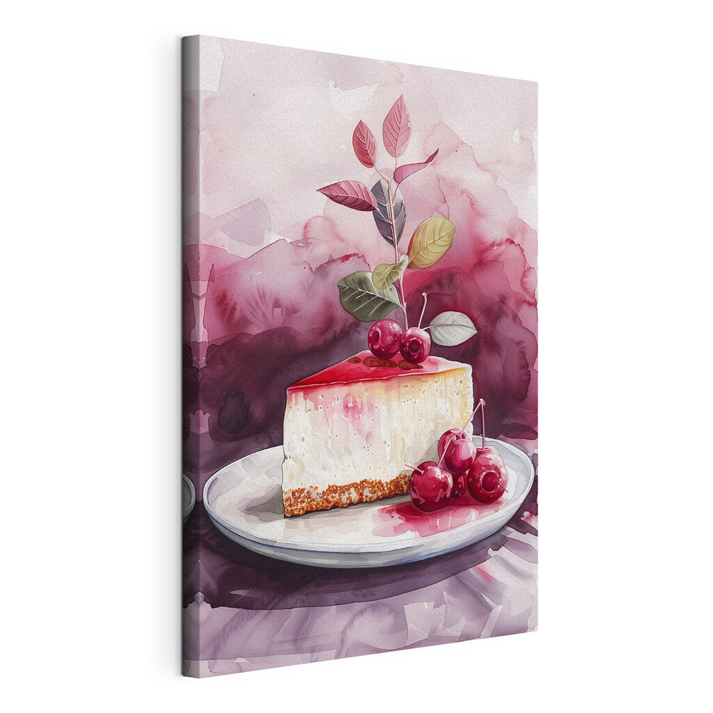 Piece of cheesecake with cherries on top