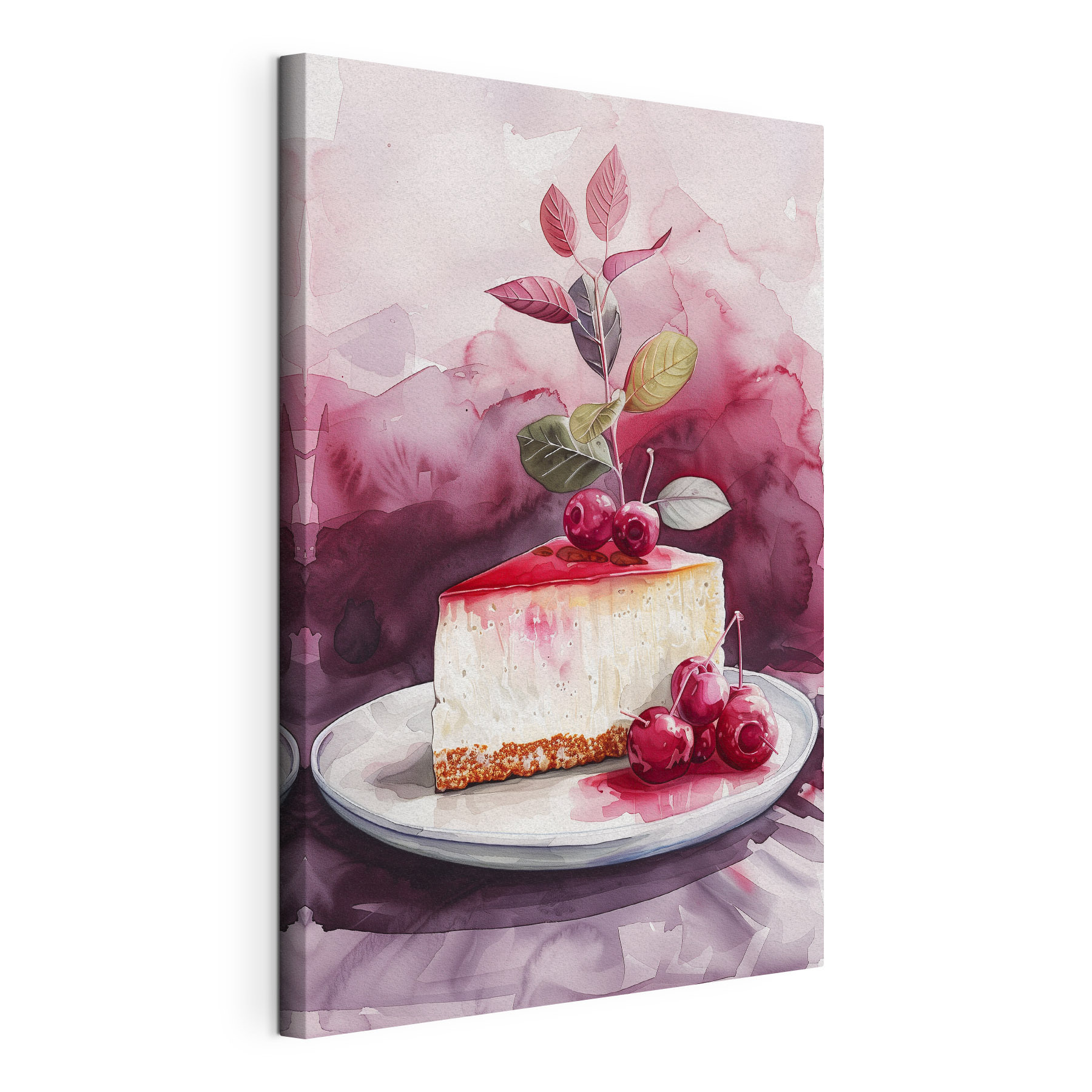 Piece of cheesecake with cherries on top