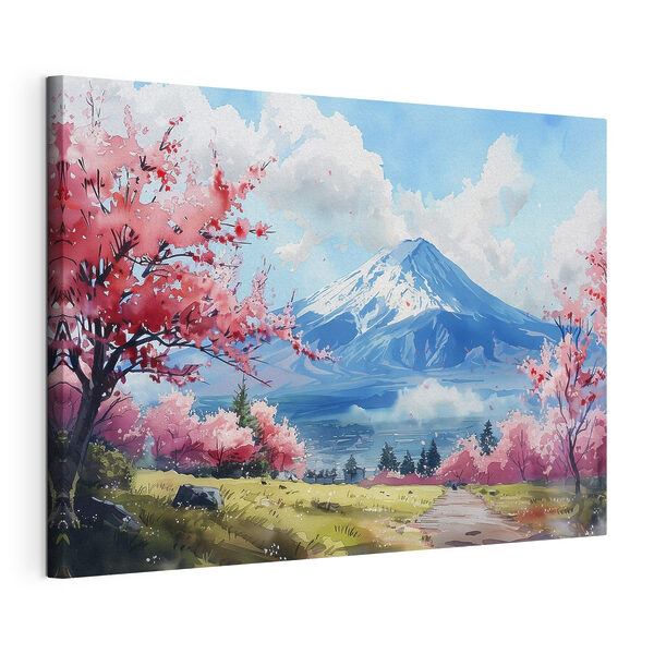 Tablouri Muntele Fuji cu flori roz