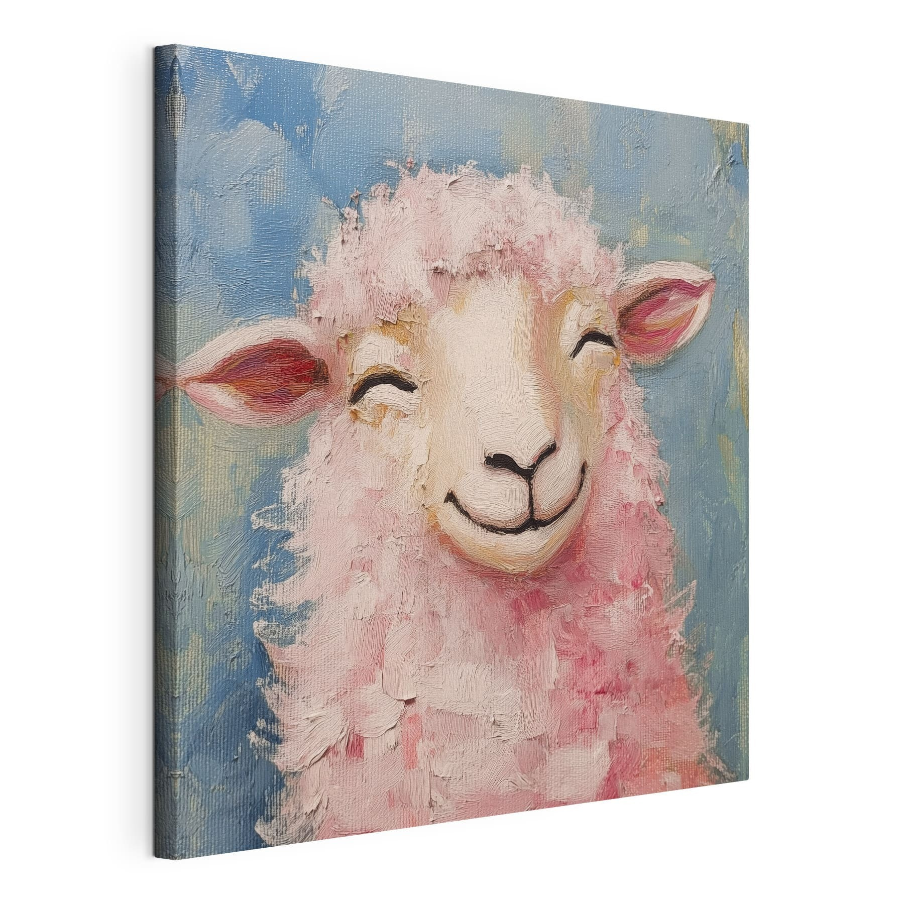 Painting of a pink sheep Painting of a pink sheep