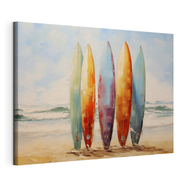 Grup de plăci de surf pe o plajă Tablouri Grup de plăci de surf pe o plajă