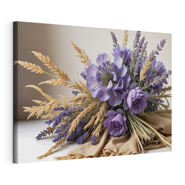 Buchet de flori mov și grâu Tablouri Buchet de flori mov și grâu