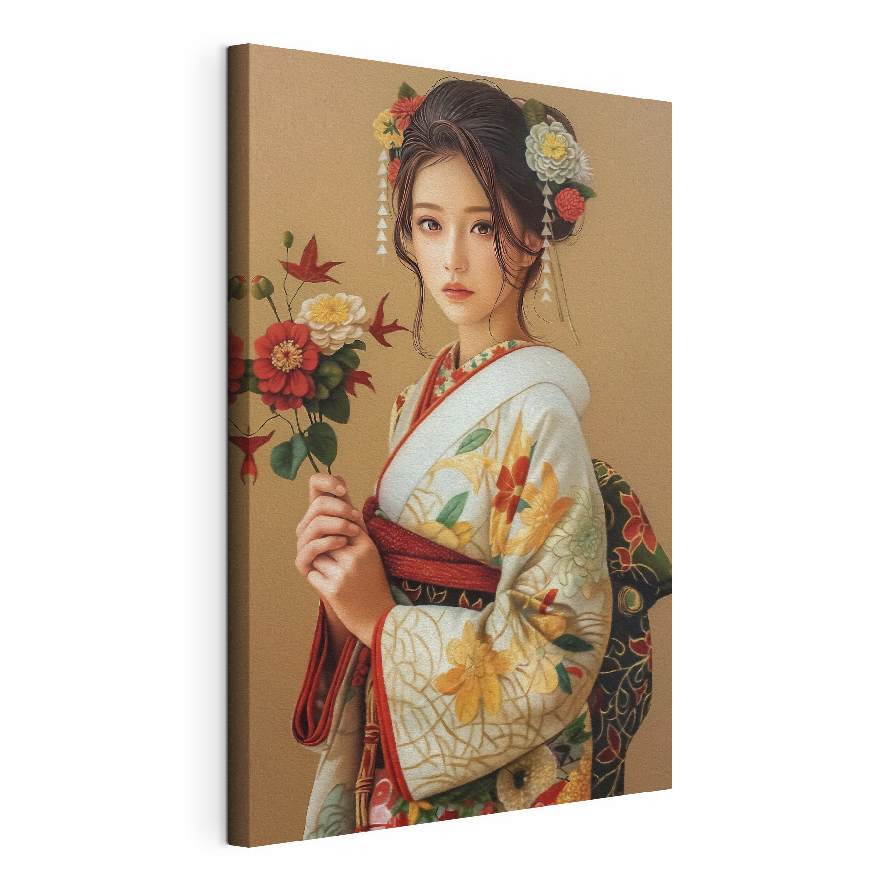 Woman holding flowers in her hair Woman holding flowers in her hair