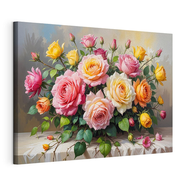 Buchet de flori pe o masă Tablouri Buchet de flori pe o masă