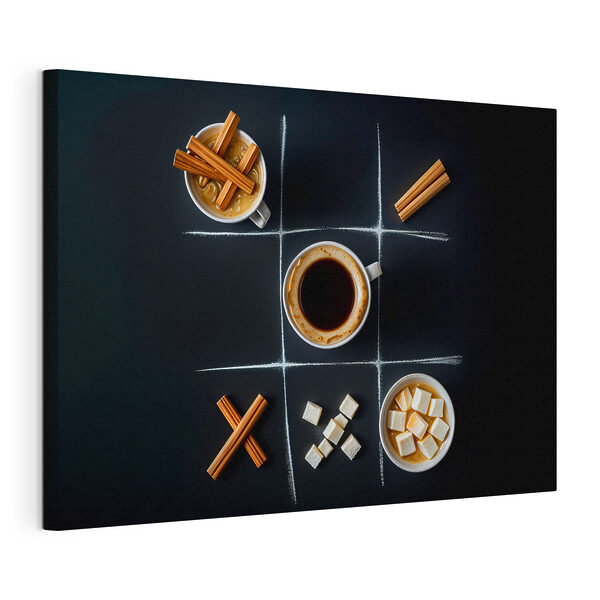 Tablouri Joc Tic tac toe cu cafea și bezele